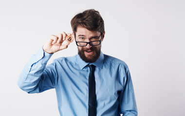 Business man in shirt with tie electronic finance payment system internet technology