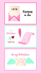 Love letter for valentine's day. An envelope with a letter. Letter illustration in flat style.