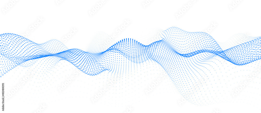 Poster abstract gradient dynamic wave of particles. network of neon dots. big data. digital background. vec