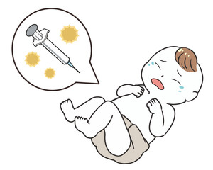 ワクチンを接種　泣く赤ちゃん