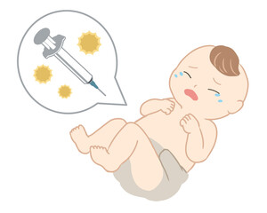 ワクチンを接種　泣く赤ちゃん(線無し)