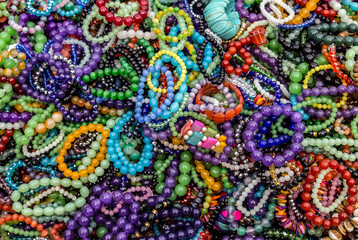 bracelet collection of women's necklaces background.
