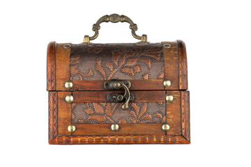 vintage casket isolated on white background, no shadow