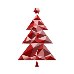 Obraz premium Christmas tree with a star. Template for greeting cards, prints, cups, clothes. Polygonal graphics. 