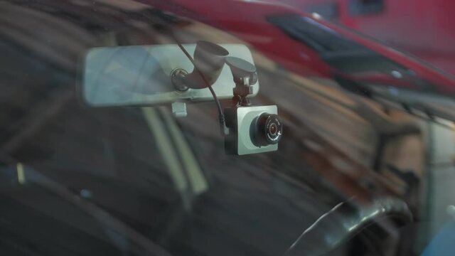 The DVR car through the windshield camera movement