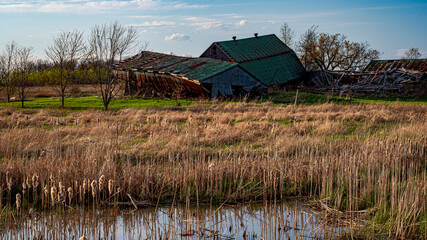 old dilapidated farm house.