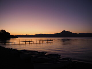 支笏湖の夕焼け