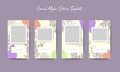Social media stories template with organic shape background