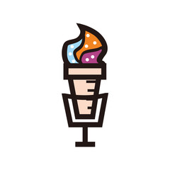 cute ice creams microphone for broadcast or podcast icon or logo isolated on white