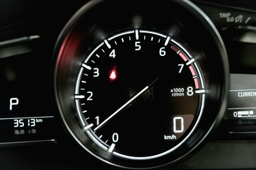 Modern car mileage speedometer
