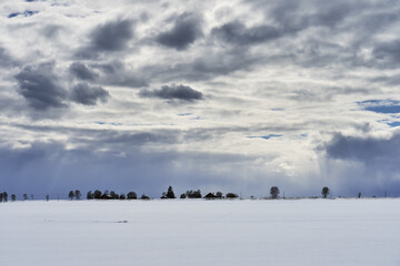 landscape with snow on the fields
