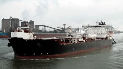 Fototapeta premium Shuttle tanker has been spotted in the port of Rotterdam