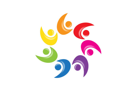 Logo teamwork unity 7 colored people