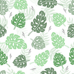 Seamless pattern tropical monstera and palm design vector wallpaper