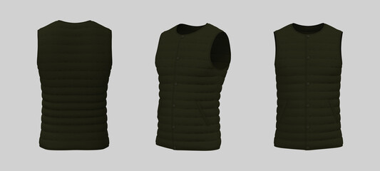 Vest puffer jacket mockup. 3d rendering, 3d illustration © Febriana