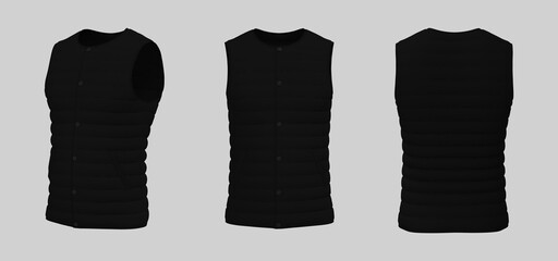 Vest puffer jacket mockup. 3d rendering, 3d illustration © Febriana