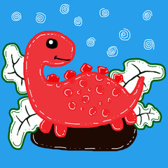 Pattern dinosaur cartoon doodle fun illustration for background