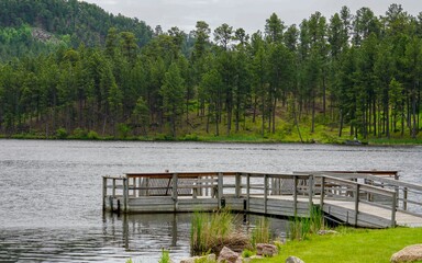 Lake dock in summer