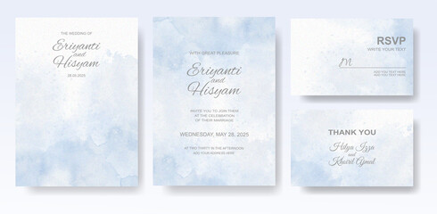 Beautiful wedding card watercolor with splash