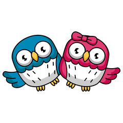 Cute animal owl bird in Valentine's Day