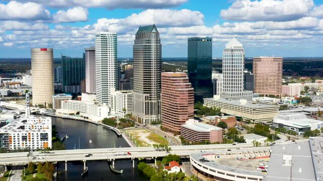 Downtown Cityscape of Skyscraper and High Rise Buildings in Tampa, Florida
