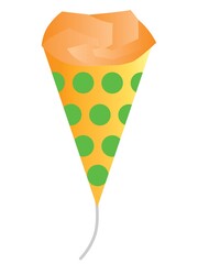 1つの黄色いパーティークラッカーのイラスト