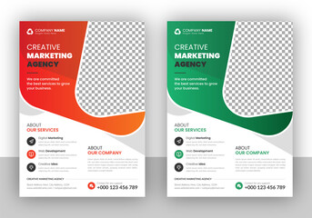 Modern multipurpose creative corporate business agency marketing flyer and brochure cover page design in a4 size paper sheet with creative shape in a minimal template with clean and modern typography.