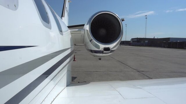 Jet engine on a small private jet. A Cessna Citation II with Pratt and Whitney Canada JT15D