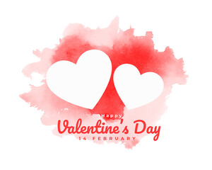happy valentines day watercolor red background design