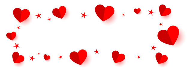 red hearts and stars frame banner with text space