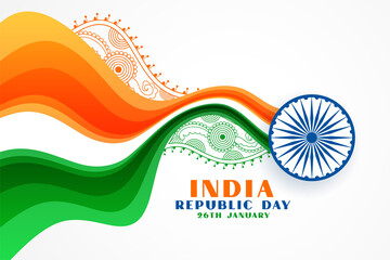 nice indian republic day creative wavy flag background