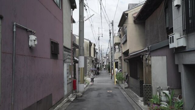 Quiet Alleyway in Kyoto Japan - Handheld Shot