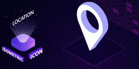 Pin location isometric icon. Vector illustration. 3d concept