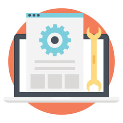 On page search engine optimization, vector flat illustration of process coding and programming 
