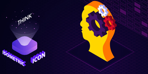 Think isometric icon. Vector illustration. 3d concept