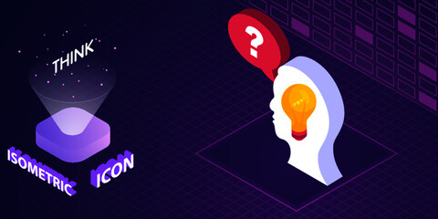 Think isometric icon. Vector illustration. 3d concept