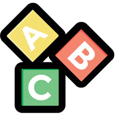 Kids education vector icon. Illustration of baby toy alphabet blocks