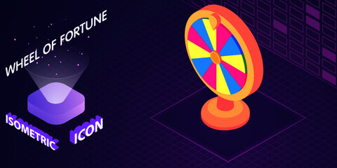 Wheel of fortune isometric icon. Vector illustration. 3d concept