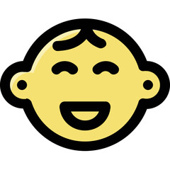 Cute baby smiling face icon. Beautiful baby girl with joyful expression vector illustration