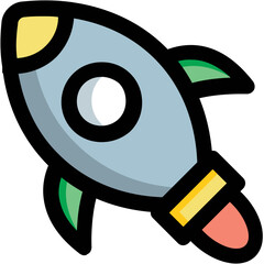 Toy Spaceship Rocket cartoon icon. Space shuttle with round window vector illustration 