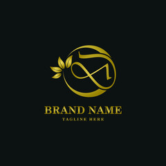 Fototapeta premium Golden Luxury Initial letter D on circle leaves for cosmetic, restaurant, boutique, hotel logo concept vector