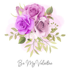 Be my valentine card with beautiful roses
