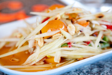Green papaya salad. Famous Thai food or we call 