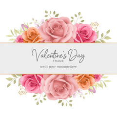 Valentine's day greeting card with roses frame