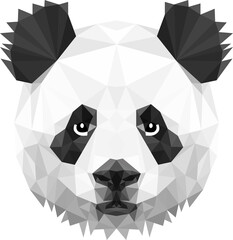Naklejka premium Panda head in triangle spots, so cute everyone loves