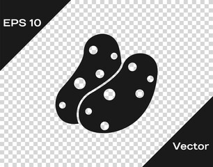 Black Potato icon isolated on transparent background. Vector.