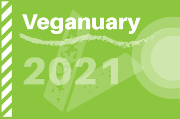 Veganuary 2021 vector illustration an a green background