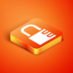 Isometric Safe combination lock icon isolated on orange background. Combination padlock. Security, safety, protection, password, privacy. Vector.