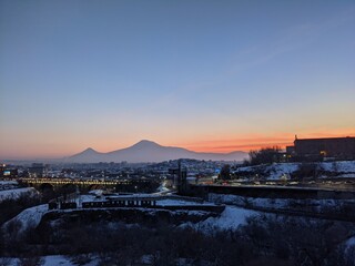 Sunset over Yerevan and Mount Ararat