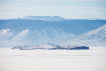 Ogoi island, Lake Baikal winter landscape.